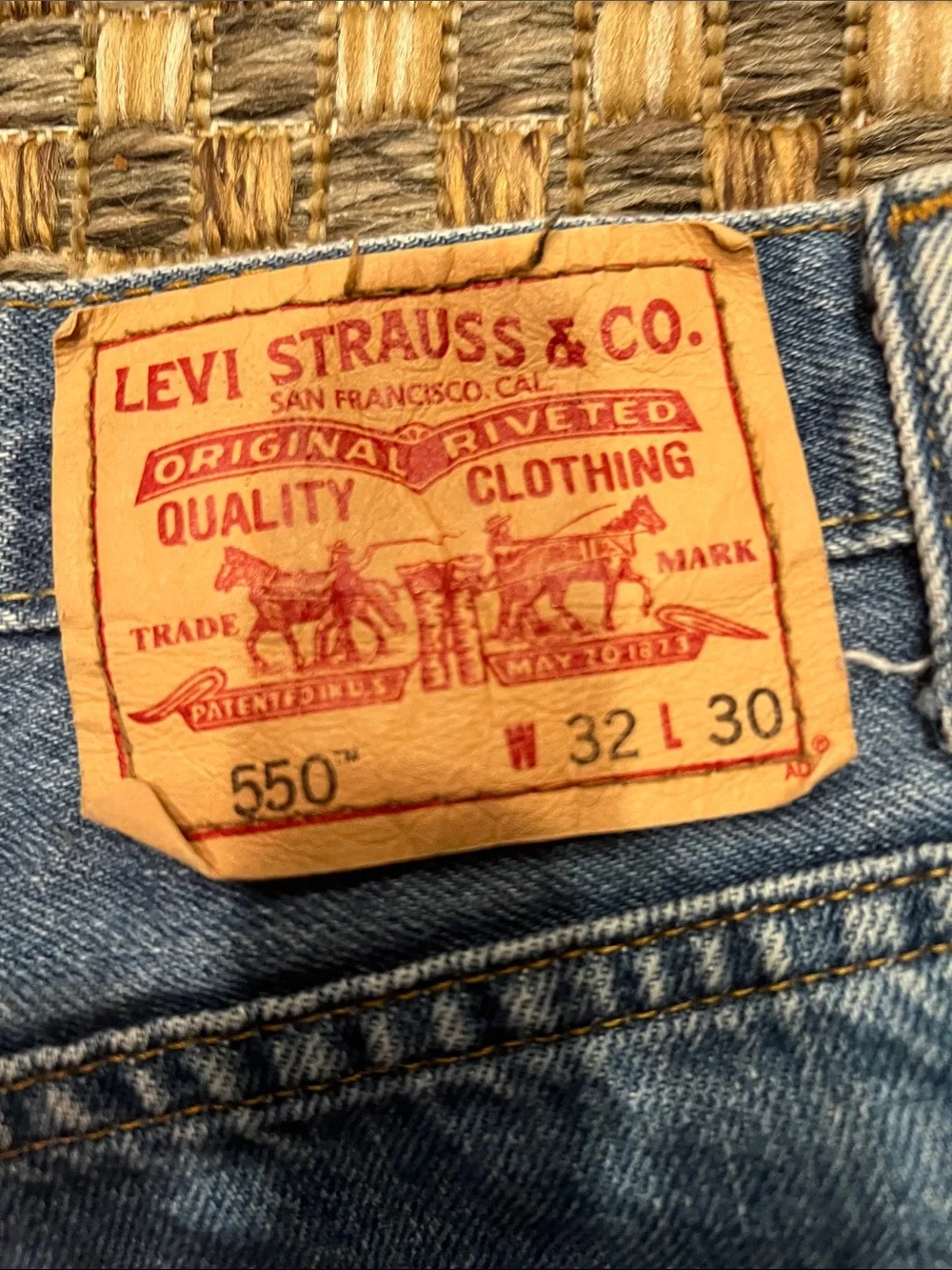 Levi's Medium Blue Denim Cutoff Shorts with Frayed Hem